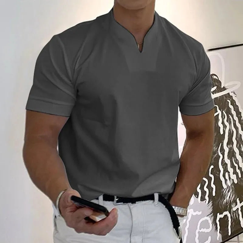 Men's Slim Fit V-Neck T-Shirt with Sporty Style