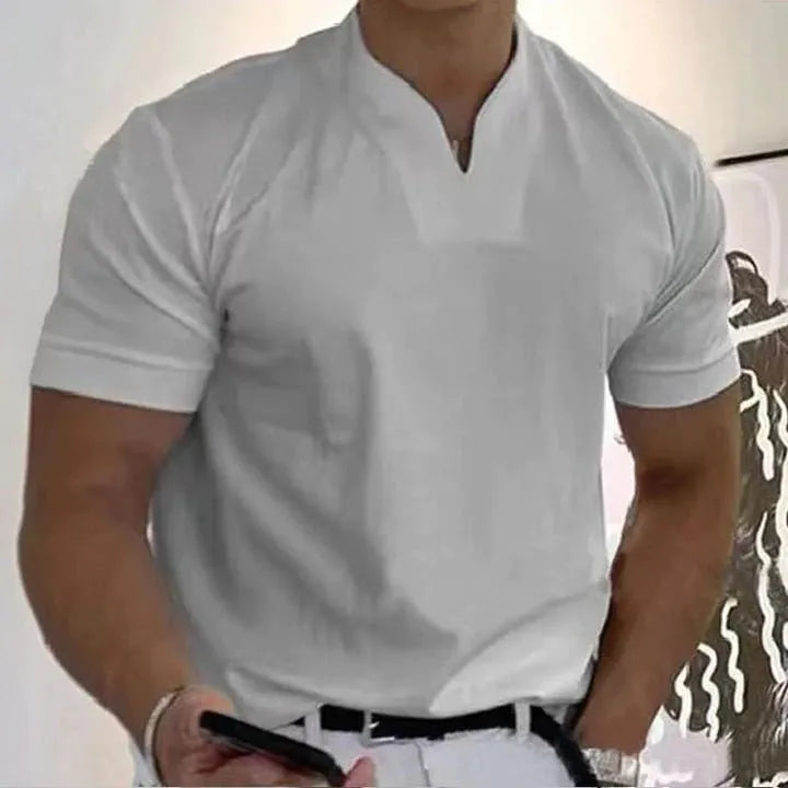 Men's Slim Fit V-Neck T-Shirt with Sporty Style