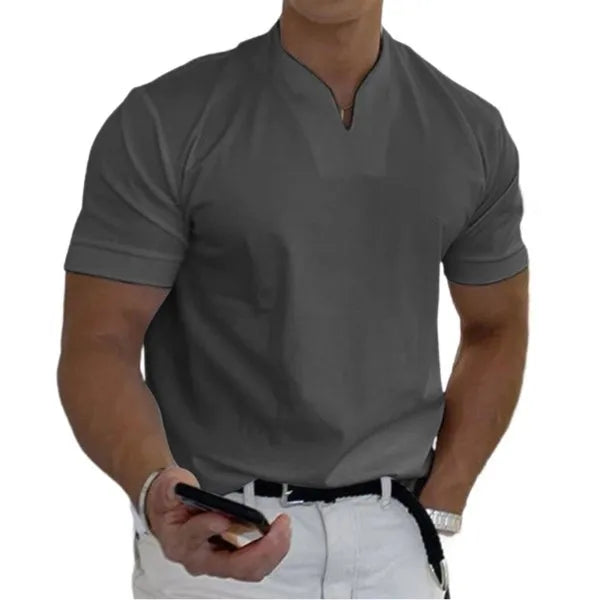 Men's Slim Fit V-Neck T-Shirt with Sporty Style