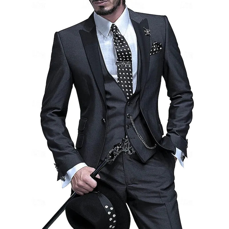 Men's Tailored Three-Piece Formal Suit Set