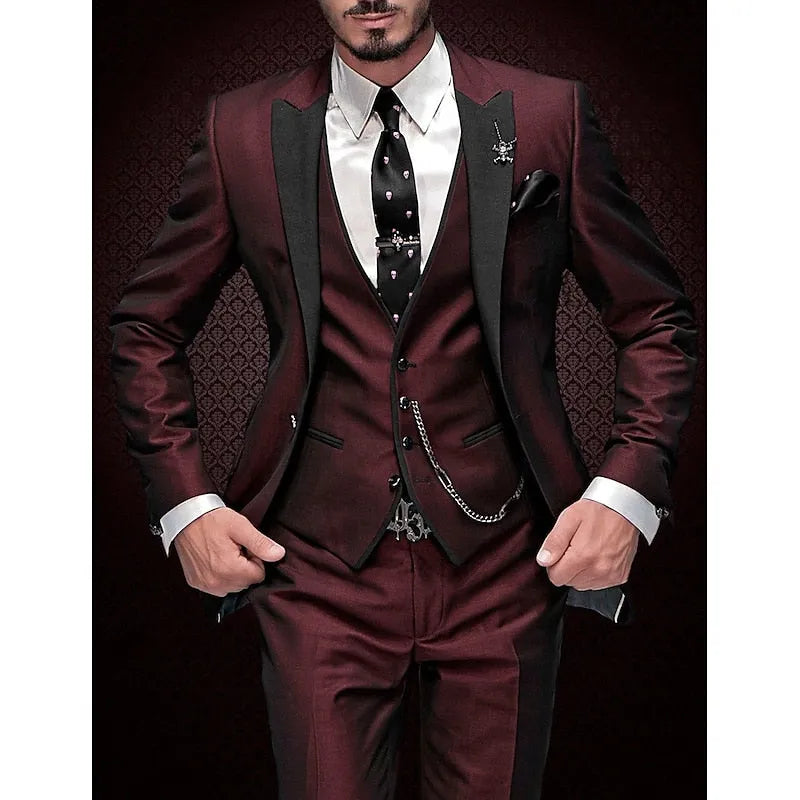 Men's Tailored Three-Piece Formal Suit Set
