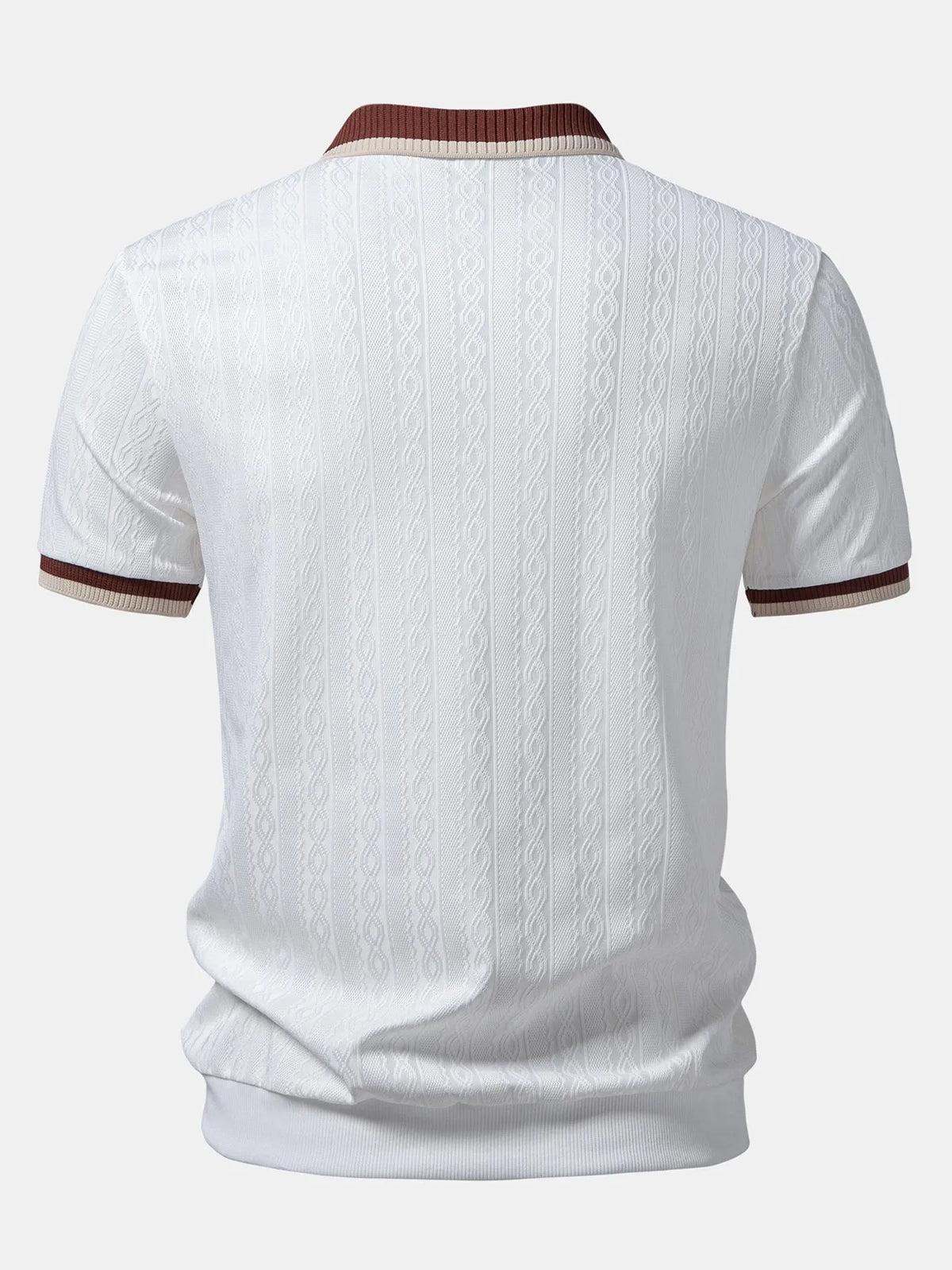 Men's Textured Knit Polo Shirt with Quarter Zip