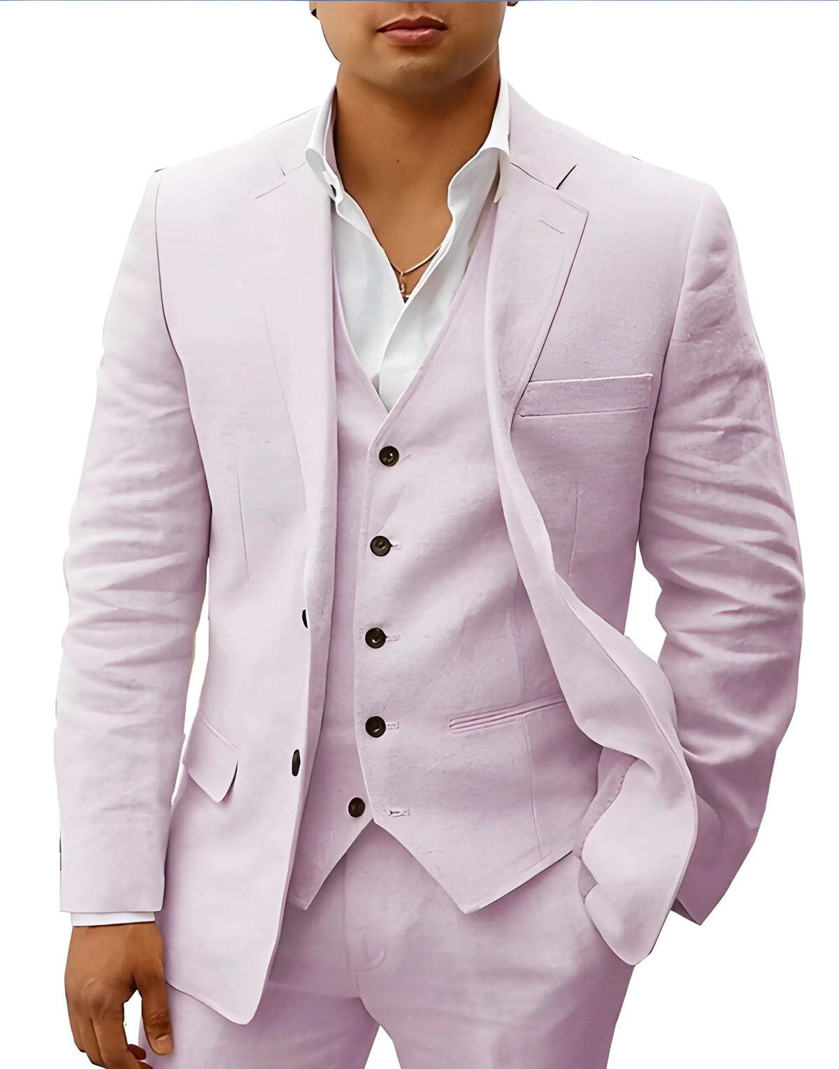 Men's Three-Piece Tailored Suit with Lapel Jacket