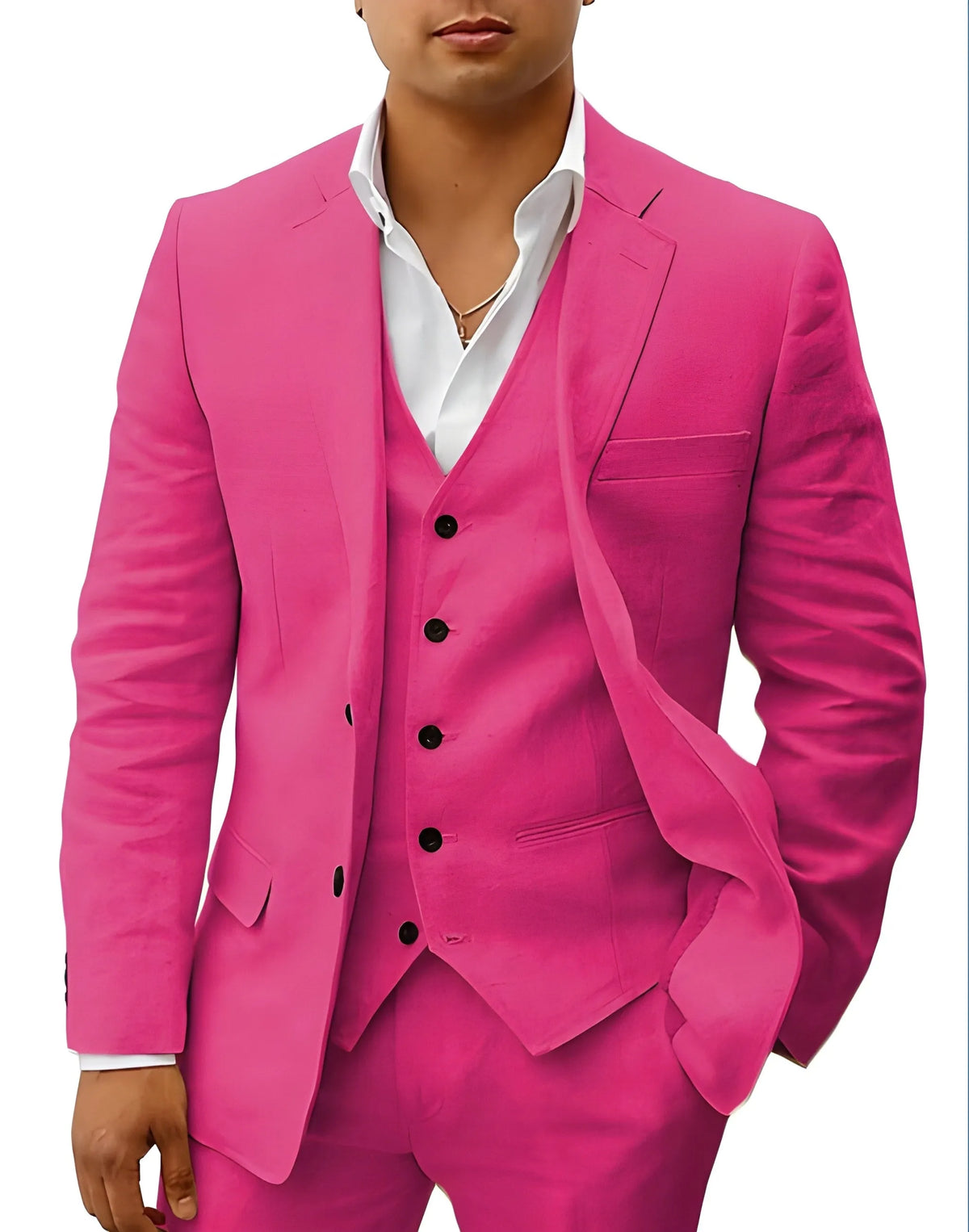 Men's Three-Piece Tailored Suit with Lapel Jacket