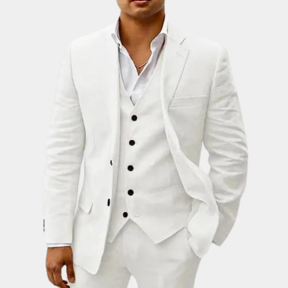 Men's Three-Piece Tailored Suit with Lapel Jacket