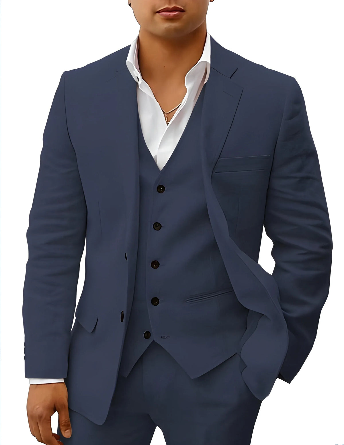 Men's Three-Piece Tailored Suit with Lapel Jacket