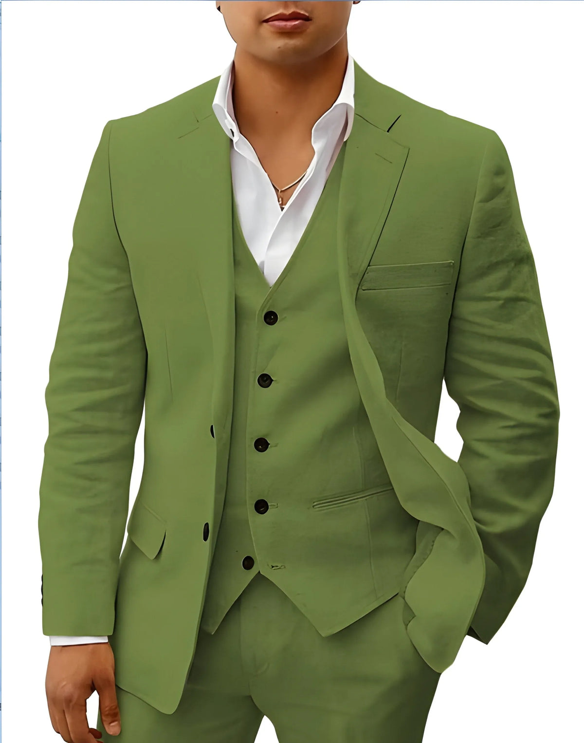 Men's Three-Piece Tailored Suit with Lapel Jacket