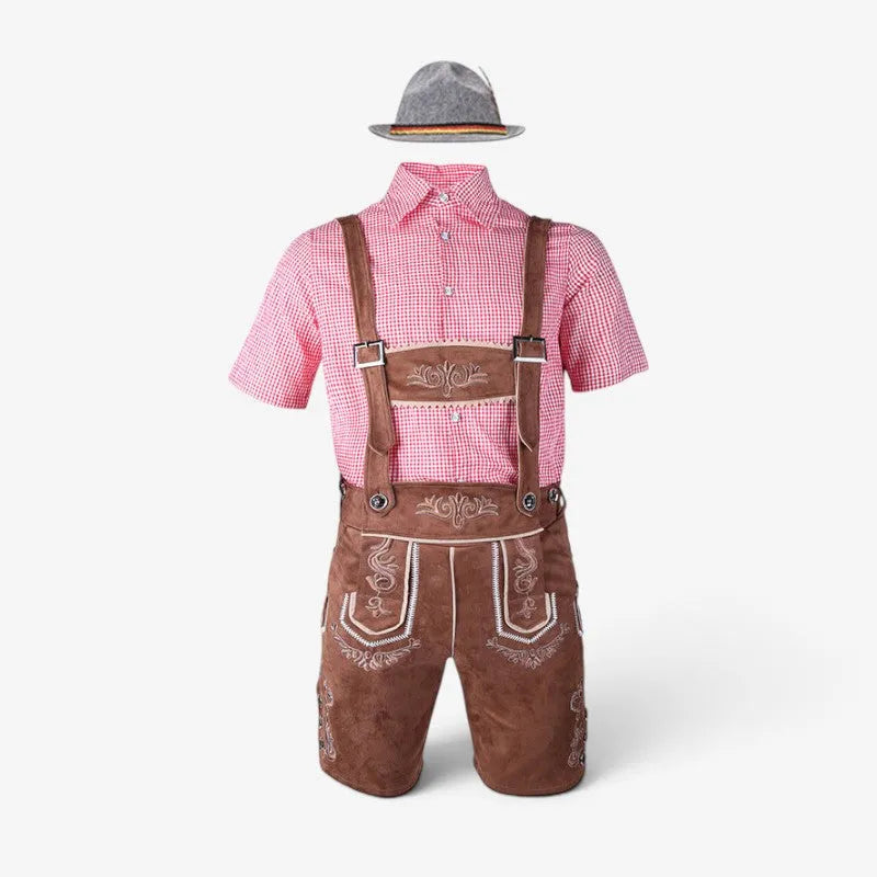 Men's Traditional Bavarian Costume Set with Lederhosen and Shirt