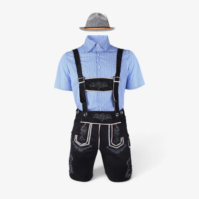 Men's Traditional Bavarian Costume Set with Lederhosen and Shirt