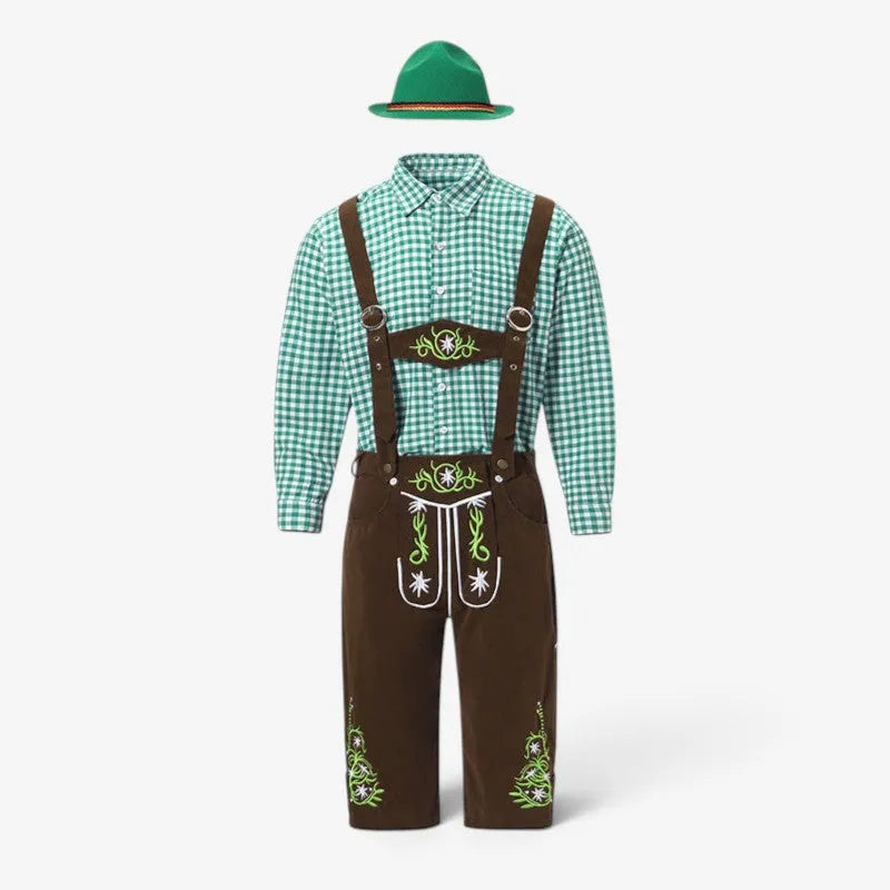 Men's Traditional Bavarian Costume Set with Lederhosen and Shirt