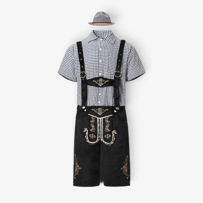 Men's Traditional Bavarian Costume Set with Lederhosen and Shirt