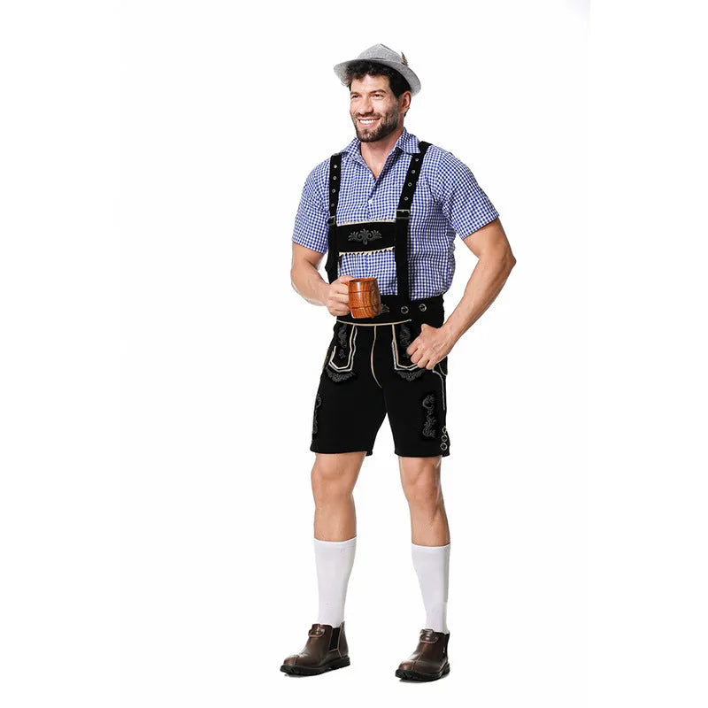 Men's Traditional Bavarian Costume Set with Lederhosen and Shirt