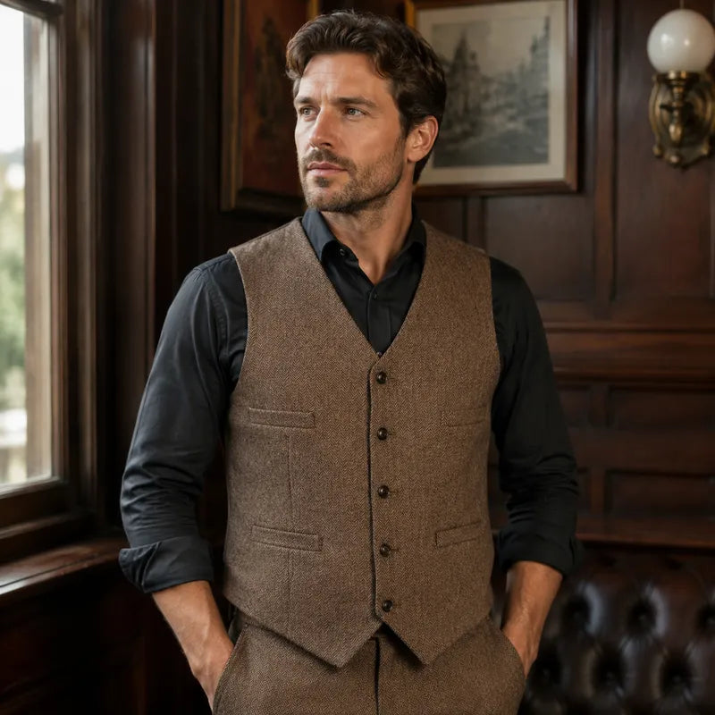 Men's Traditional Buttoned Vest with Elegant Cut
