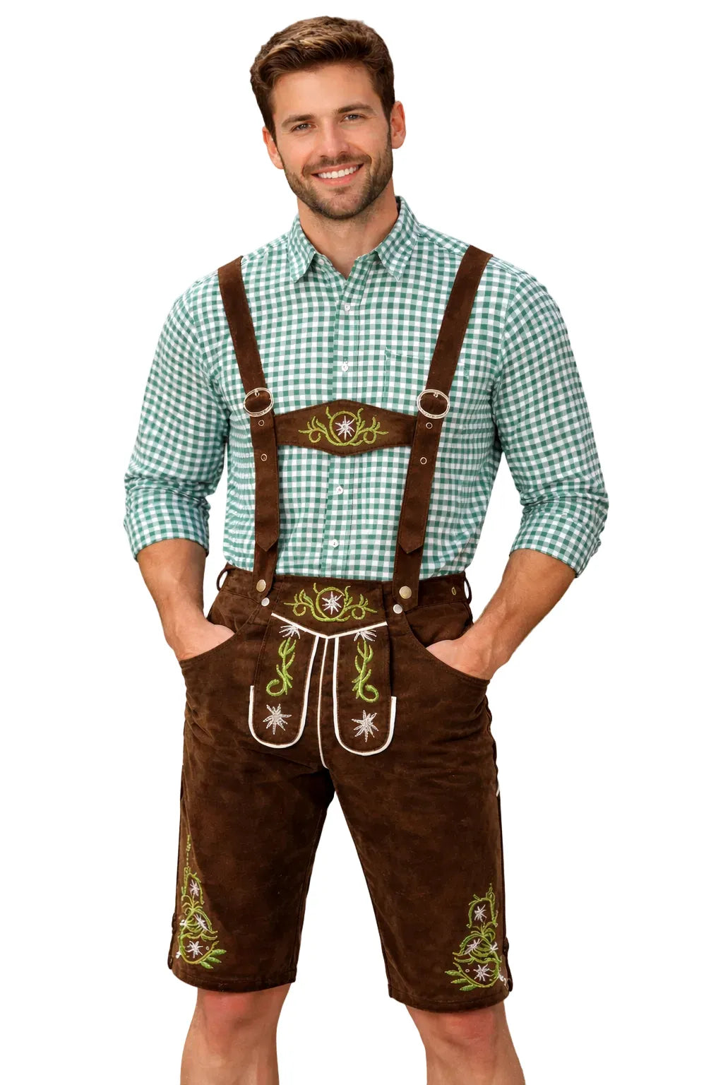 Men's Traditional Leather Lederhosen with Suspenders