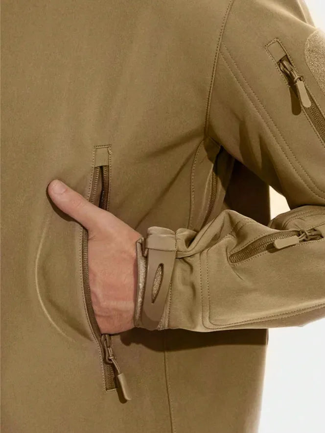 Men's Waterproof Outdoor Jacket and Trousers Set with Fleece Lining