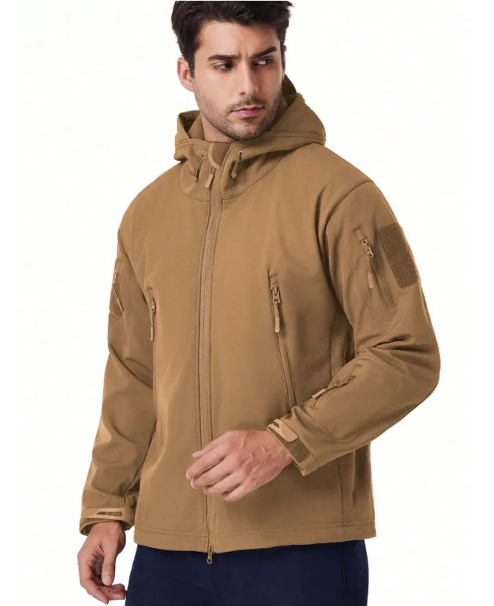 Men's Waterproof Outdoor Jacket and Trousers Set with Fleece Lining