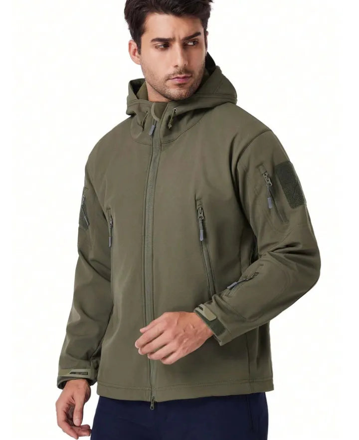 Men's Waterproof Outdoor Jacket and Trousers Set with Fleece Lining
