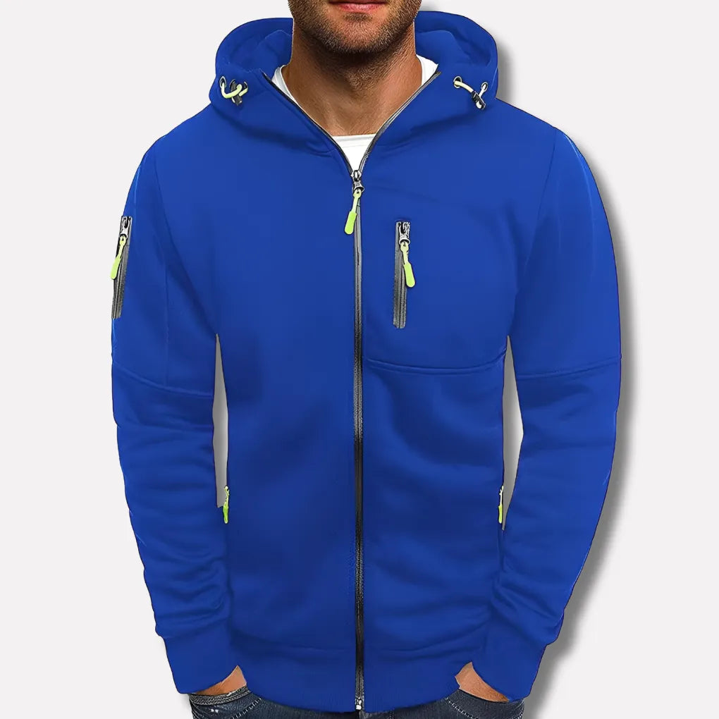 Men's Zip-Up Jacquard Hoodie with Relaxed Fit