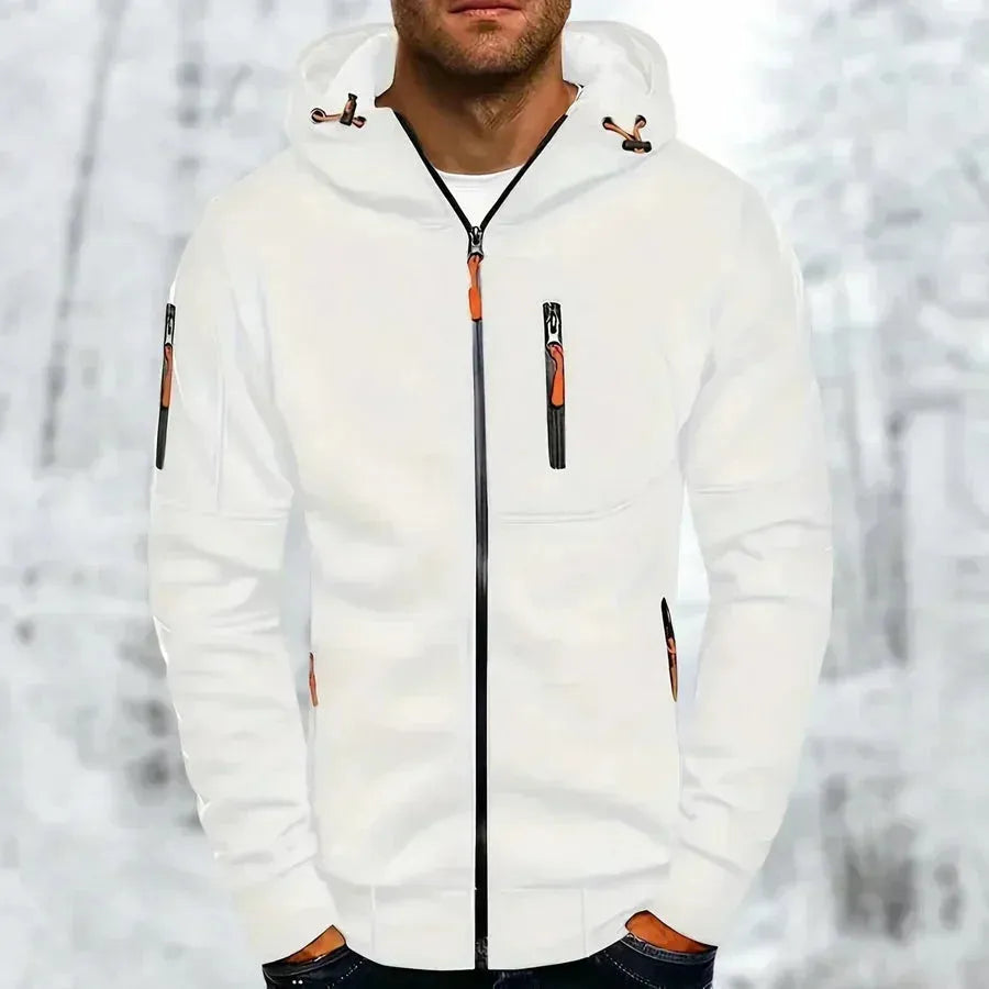Men's Zip-Up Jacquard Hoodie with Relaxed Fit