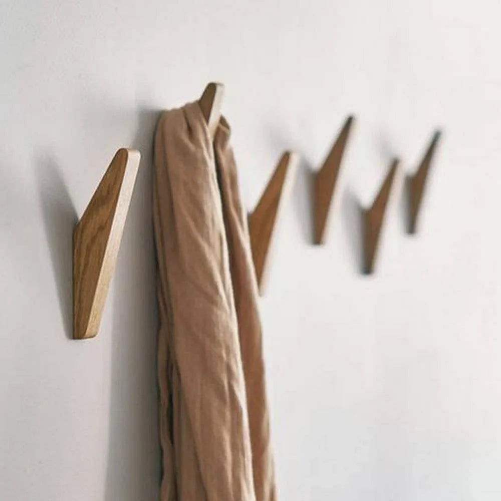 Minimalist Wooden Wall Hooks Set with Mounting Hardware