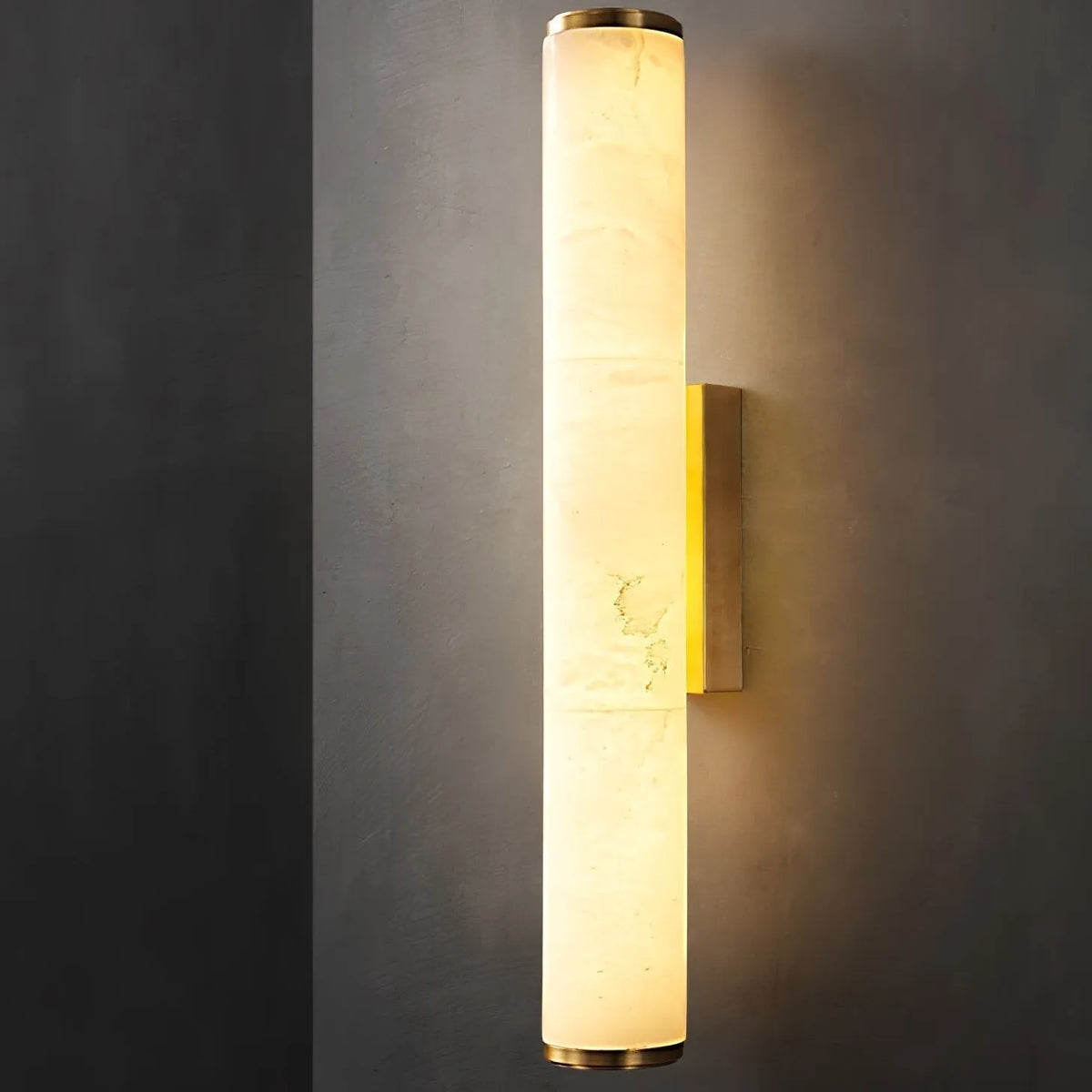 Modern Minimalist Marble LED Wall Sconce with Copper-Tone Finish