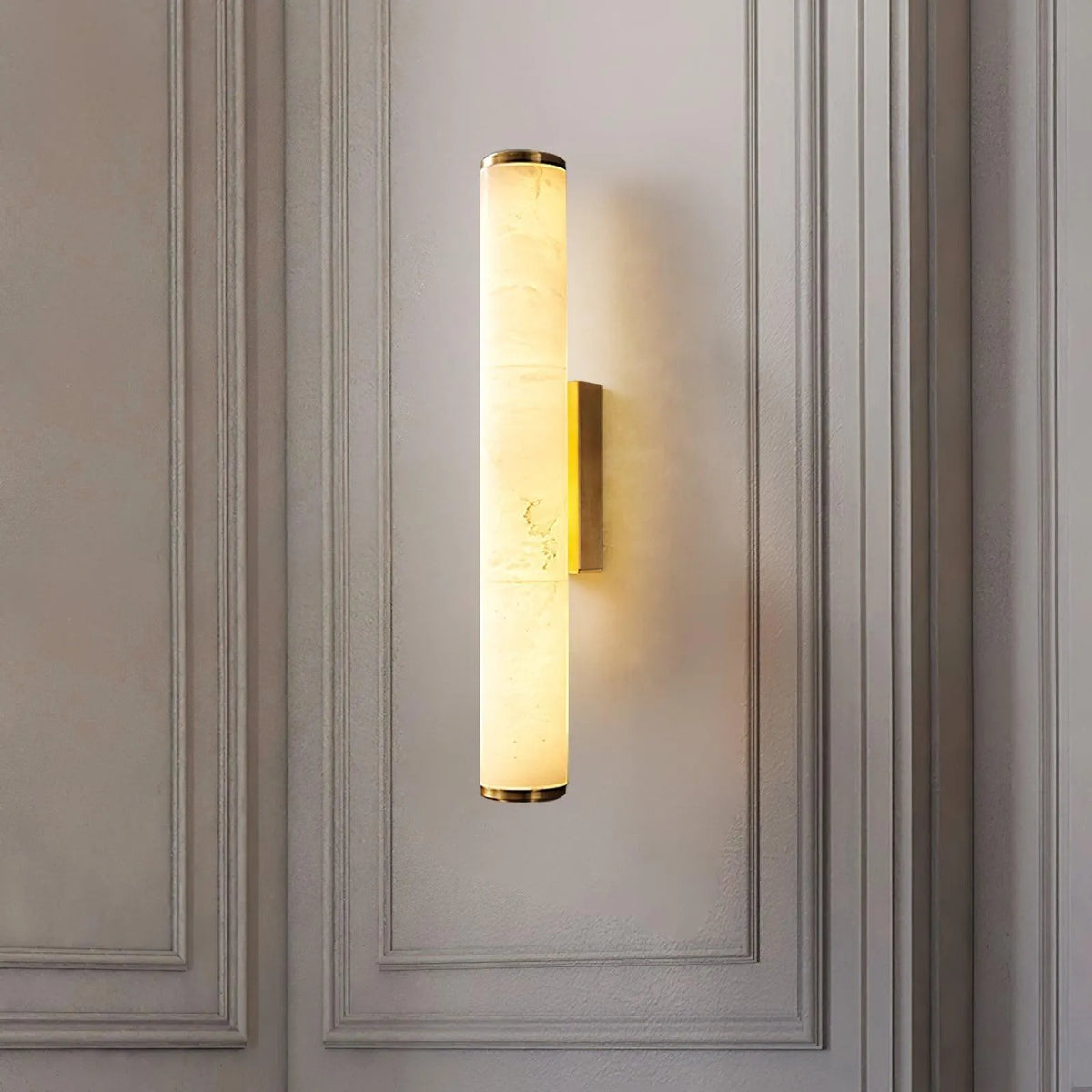 Modern Minimalist Marble LED Wall Sconce with Copper-Tone Finish