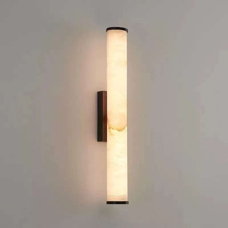 Modern Minimalist Marble LED Wall Sconce with Copper-Tone Finish