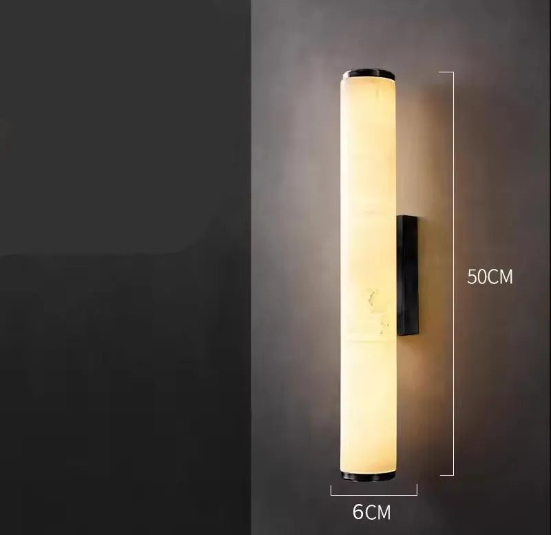 Modern Minimalist Marble LED Wall Sconce with Copper-Tone Finish