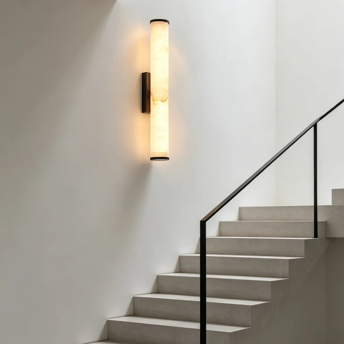 Modern Minimalist Marble LED Wall Sconce with Copper-Tone Finish