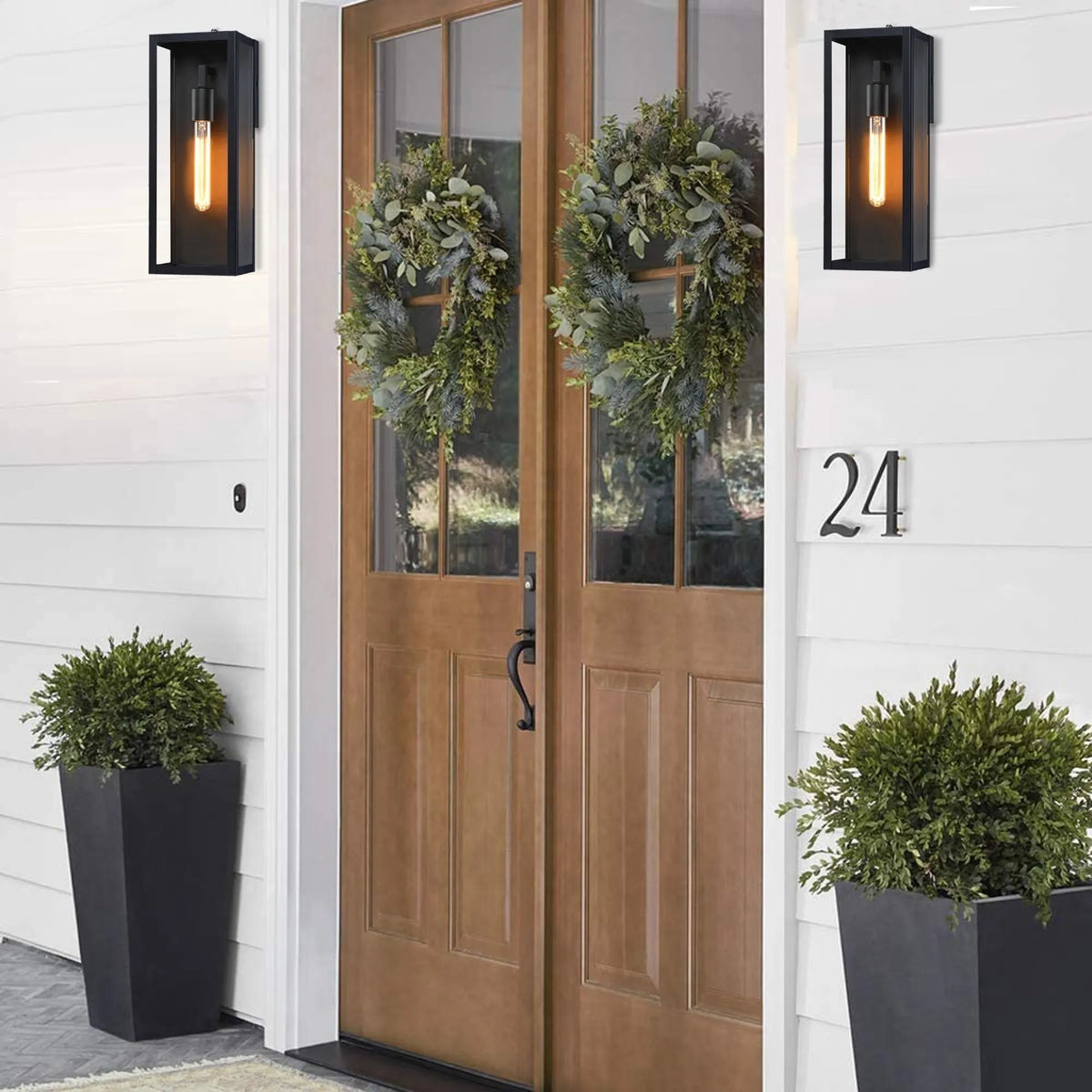 Modern Outdoor Wall Light with Dusk-to-Dawn Sensor