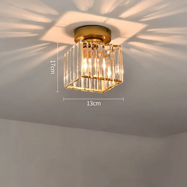 Modern Square Ceiling Light with Crystal Glass Shade