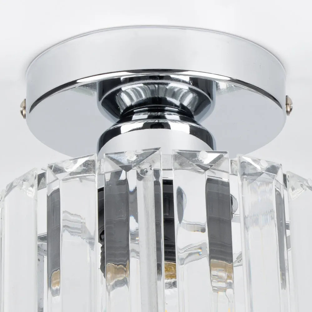 Modern Square Ceiling Light with Crystal Glass Shade