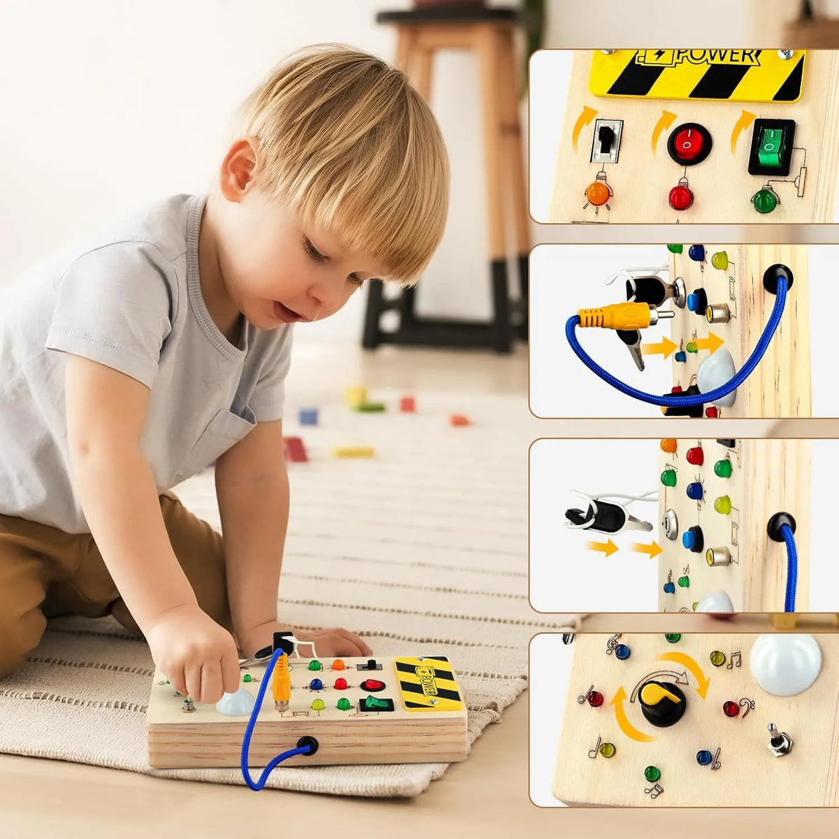 Montessori LED Wooden Busy Board for Toddlers