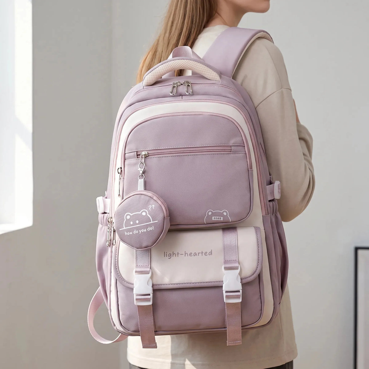 Multifunctional Everyday School Backpack with Luggage Strap