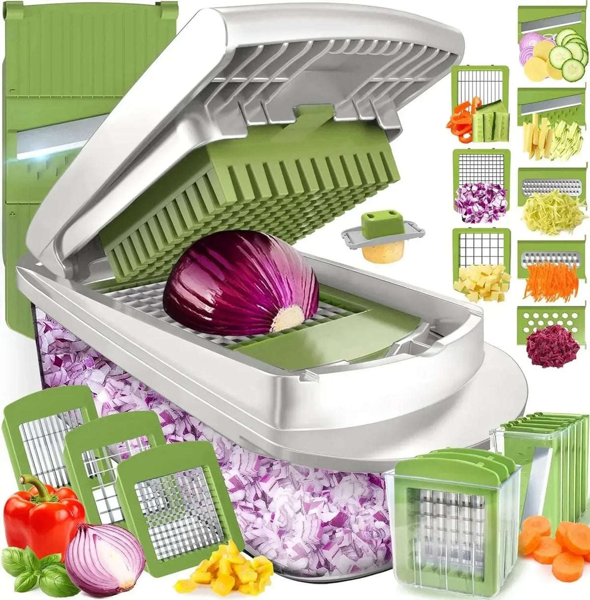 Multifunctional Vegetable Chopper with Container and Safety Holder