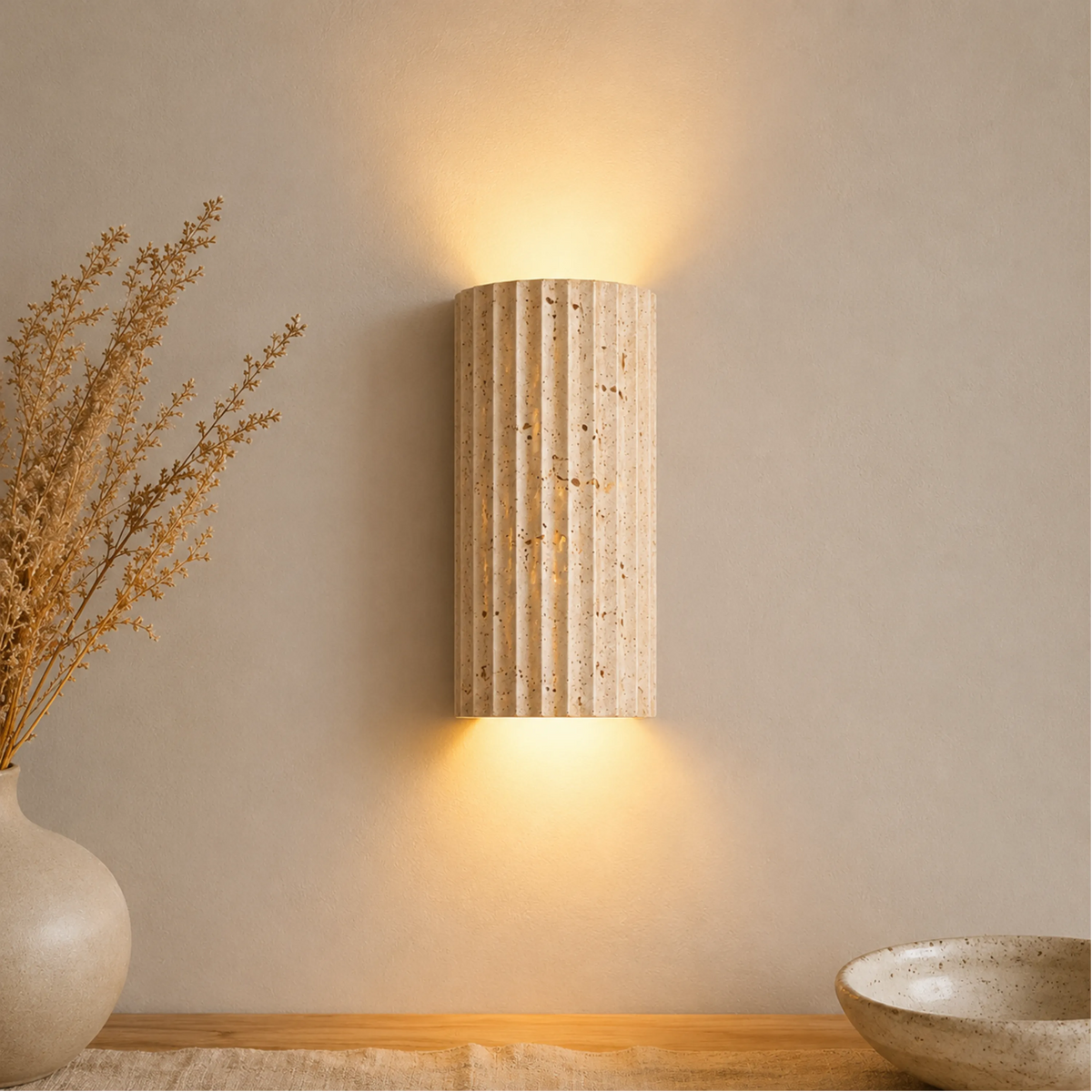 Natural Stone Wall Sconce with Hardwired Connection