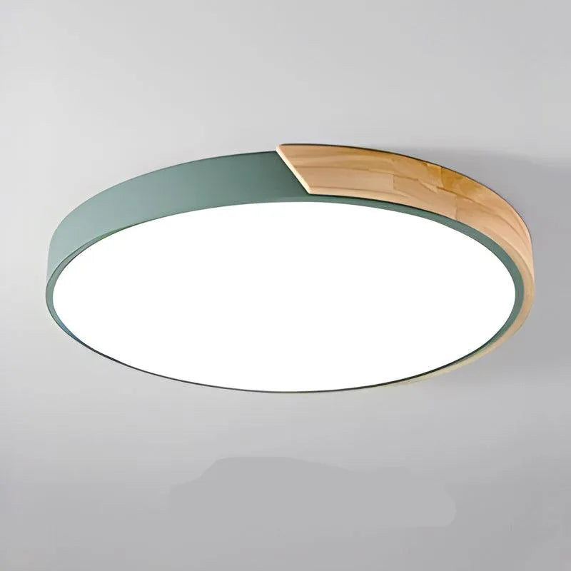 Nordic Macaron LED Ceiling Light with Wooden Accent