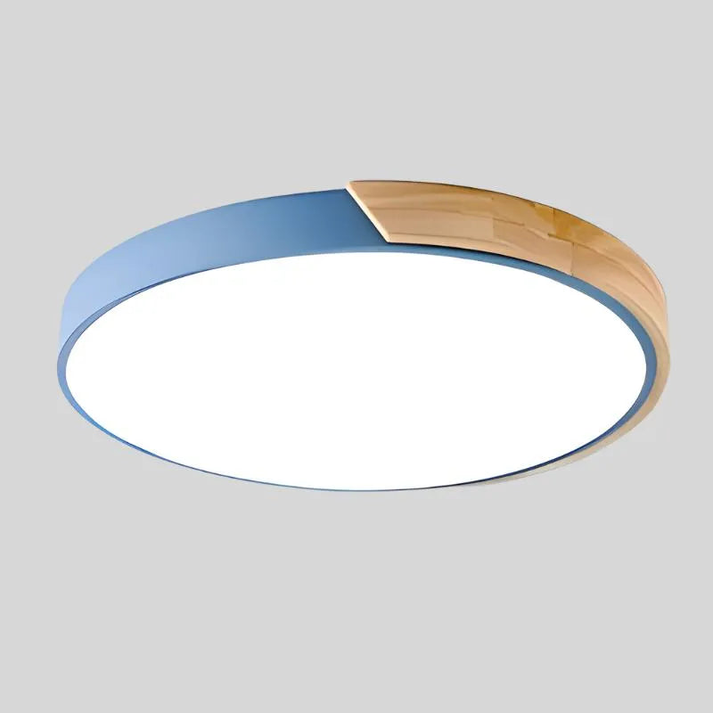Nordic Macaron LED Ceiling Light with Wooden Accent