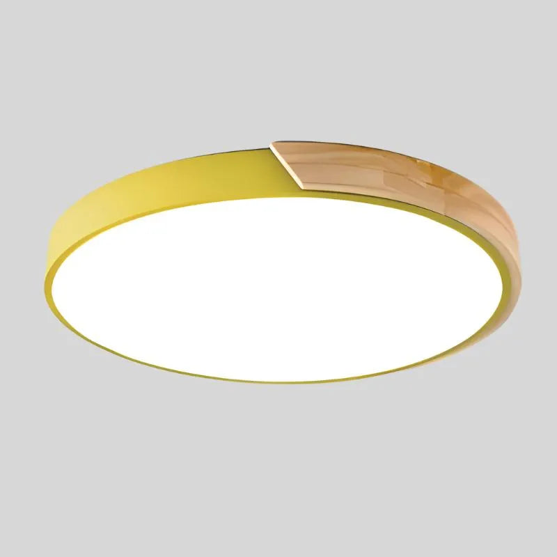 Nordic Macaron LED Ceiling Light with Wooden Accent