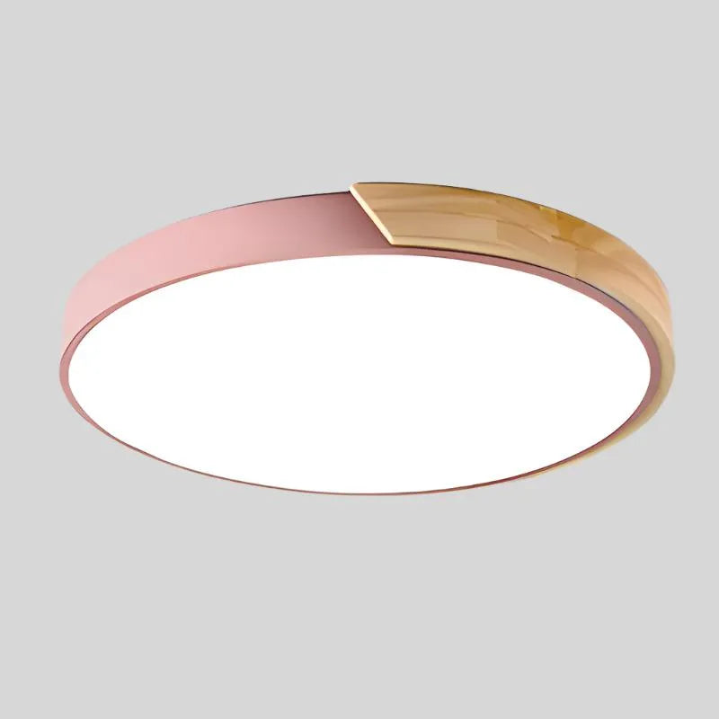 Nordic Macaron LED Ceiling Light with Wooden Accent