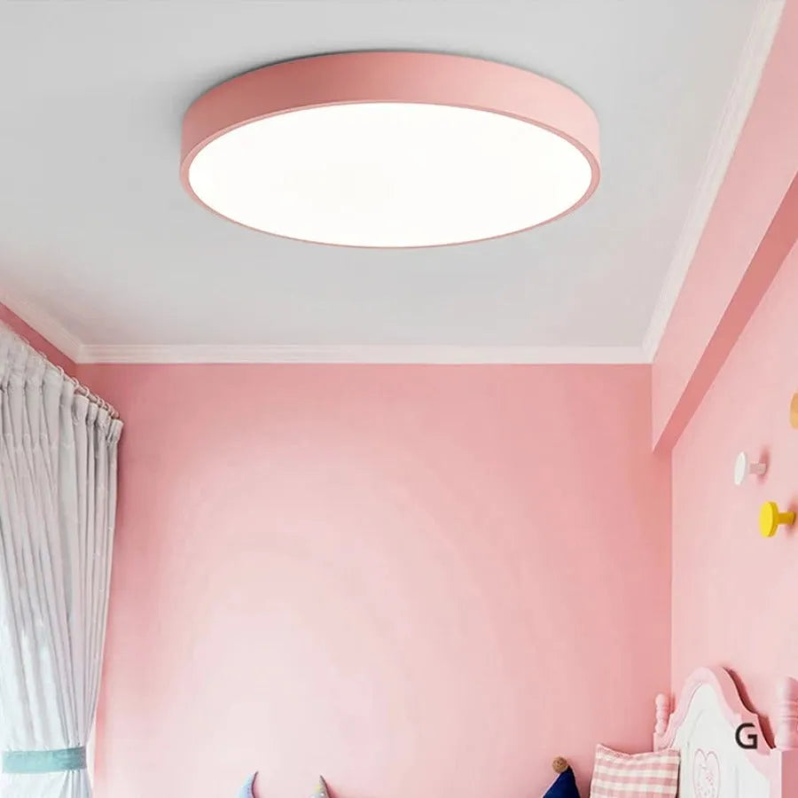 Nordic Macaron LED Ceiling Light with Wooden Accent