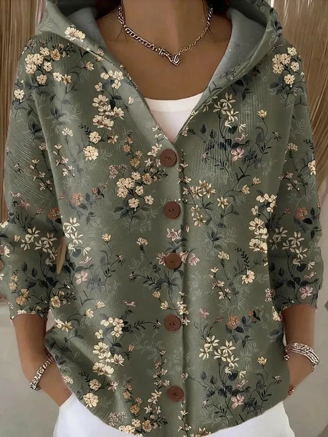 Oversized Art Print Hoodie with Velvet Fleece Lining