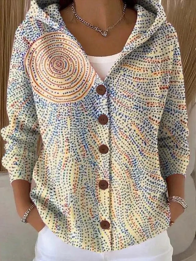 Oversized Art Print Hoodie with Velvet Fleece Lining