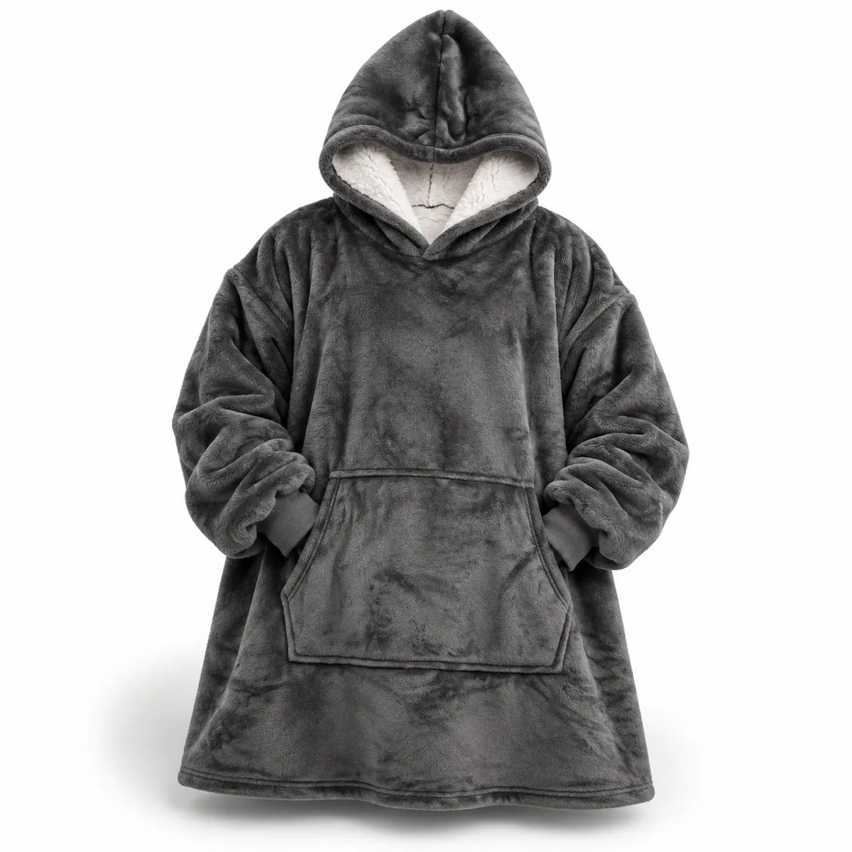 Oversized Sherpa Hooded Blanket with Front Pocket
