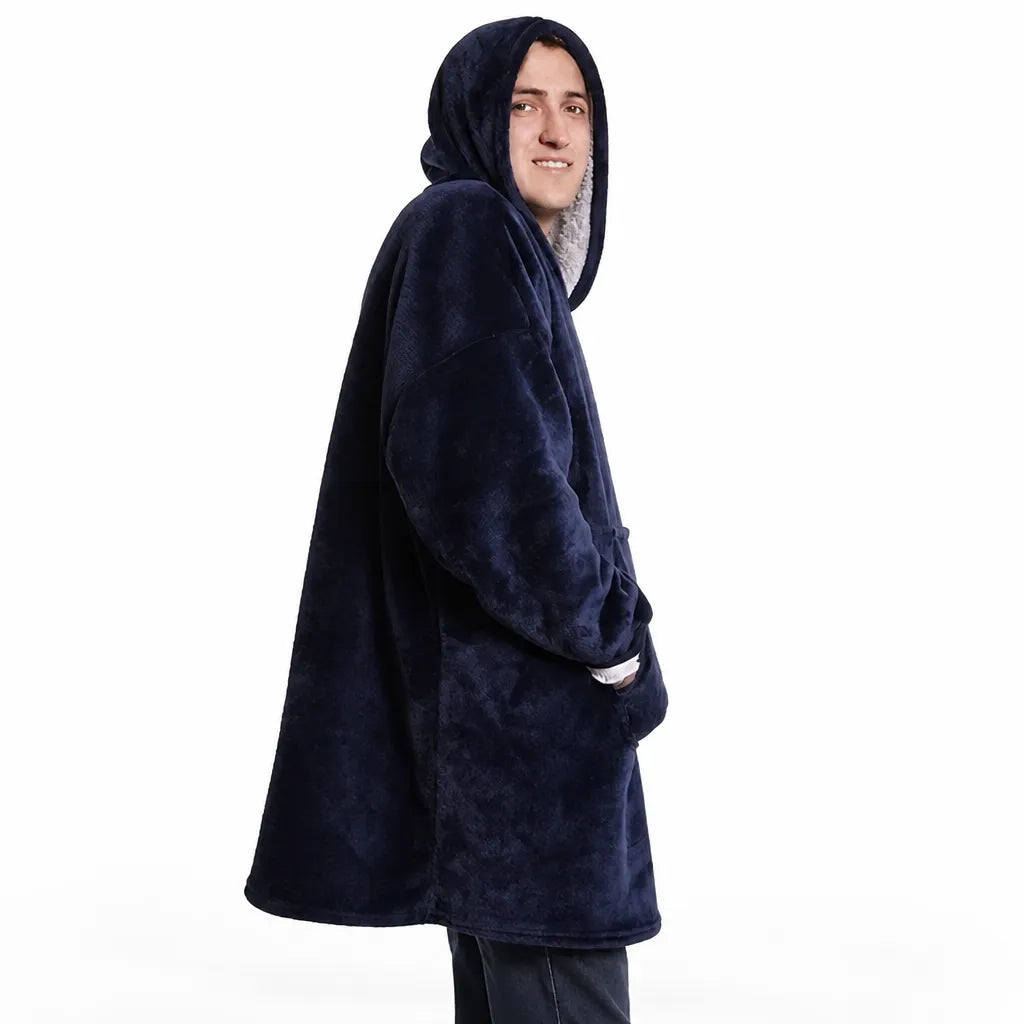 Oversized Sherpa Hooded Blanket with Front Pocket
