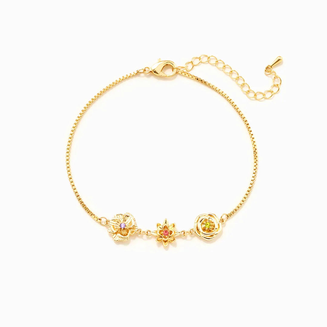Personalized Birth Month Flower Bracelet
