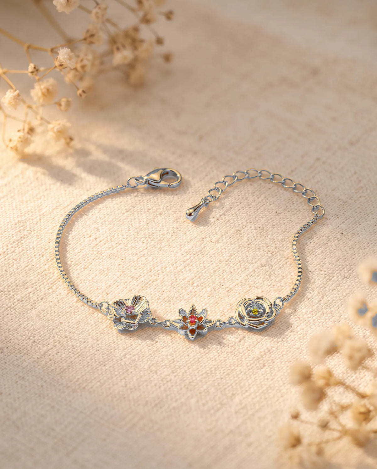 Personalized Birth Month Flower Bracelet