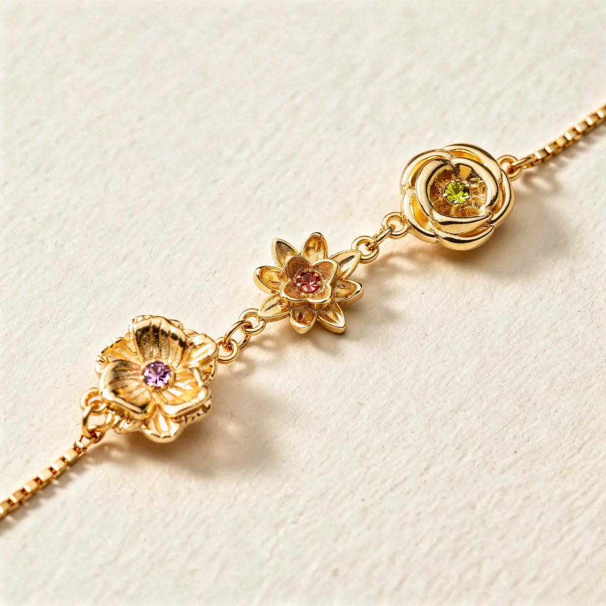 Personalized Birth Month Flower Bracelet