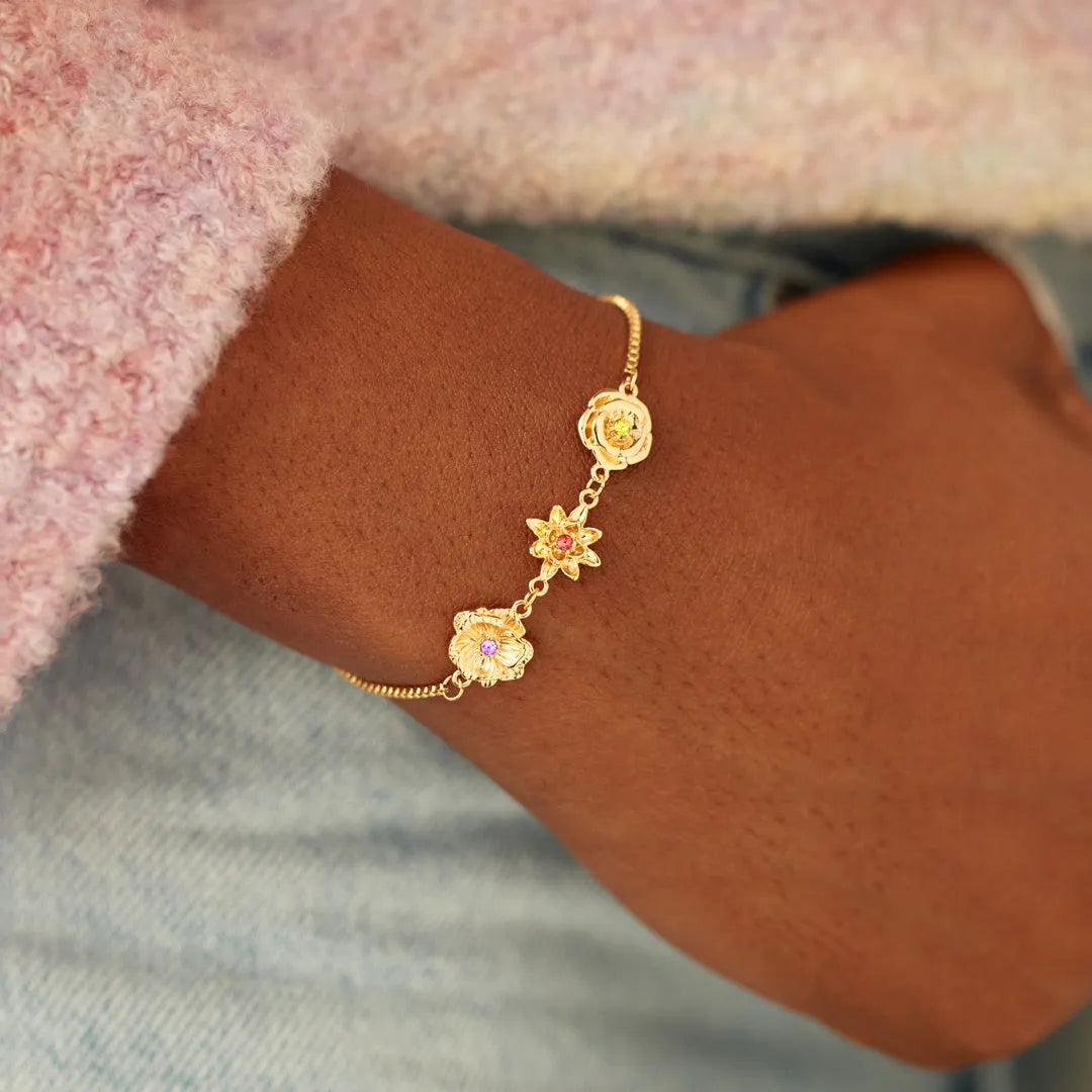 Personalized Birth Month Flower Bracelet