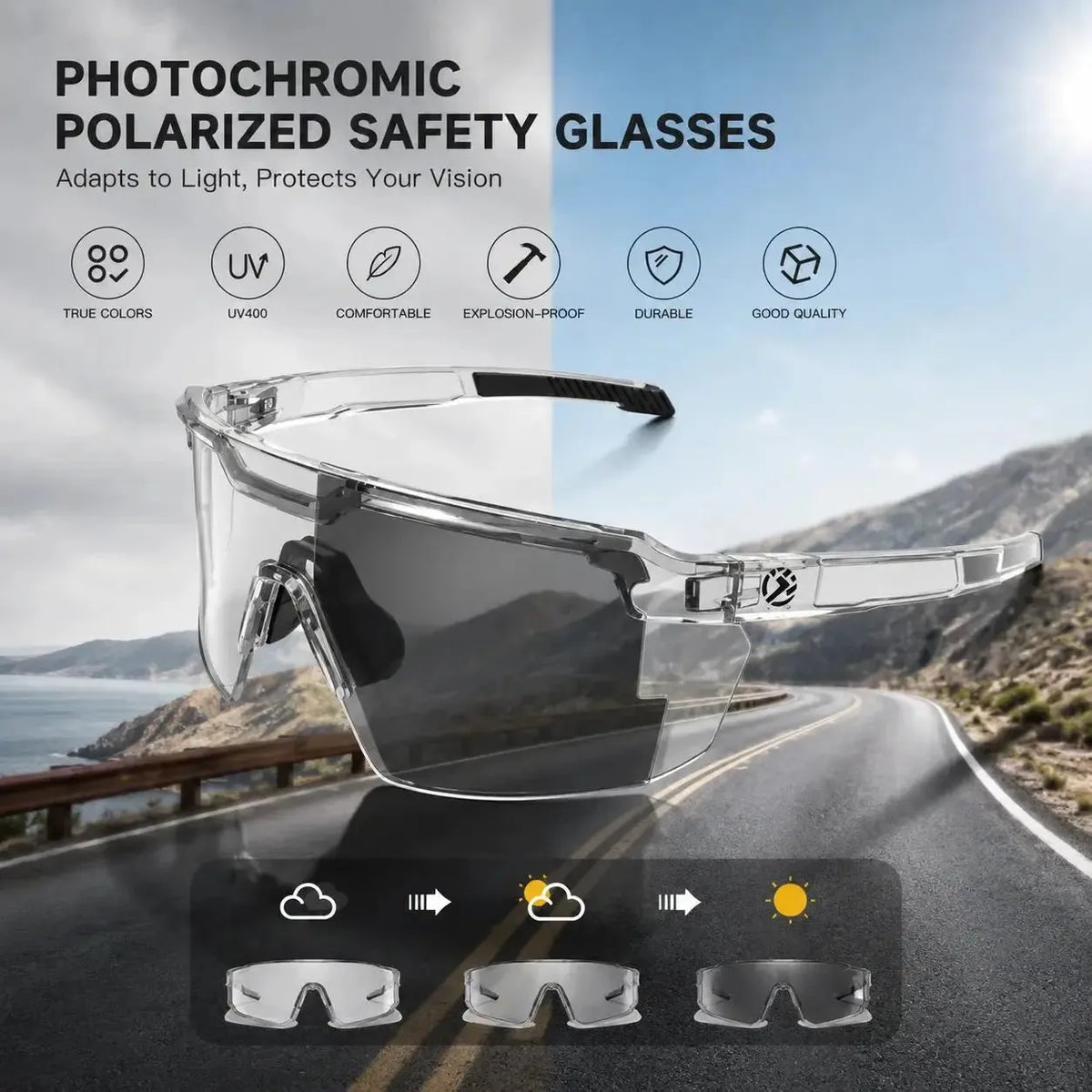 Photochromic Polarized Tactical Sports Sunglasses with UV400 Protection